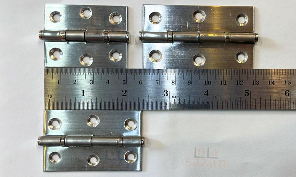 مقایسه طول لولا تخت استیل 2 - 2.5 - 3 اینچ